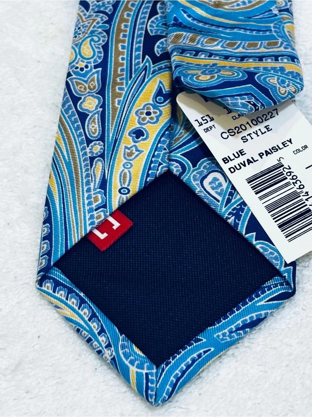 Chaps Navy Blue Paisley Tie with Teal and Gold Accents